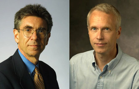 Nhà khoa học Robert Lefkowitz (trái) và Brian Kobilka
